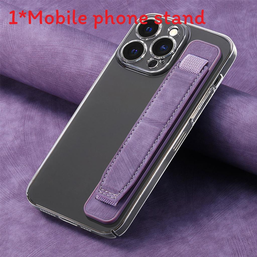 Pu Material Phone Holder With Stretchable Wristband For Home Office