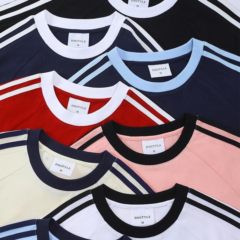 Sommerreines Baumwoll-Kurzarm-T-Shirt, Lockeres T-Shirt im Hongkong-Stil, Reines Baumwoll-Halbarm-Herren-Reines Baumwoll-Kurzarm-T-Shirt