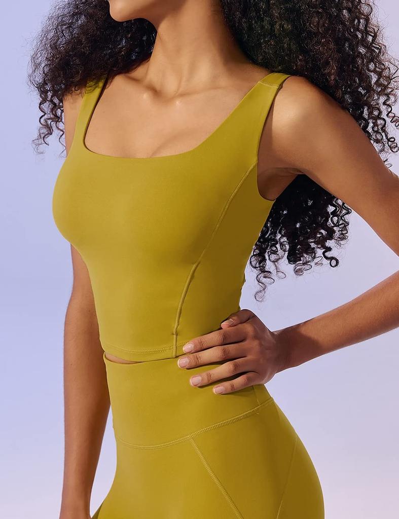 XEXYMIX Women's 360N Padded Yoga Bra/Tank Top, High Support, Size S, Antique Yellow (XT4205F)