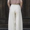 Johnature Women Vintage Bloomers Pants Summer Chinese Style Solid Color Trousers Pockets Soft Pants