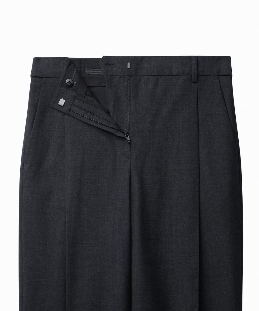 MUSINSA STANDARD WOMAN Women'S Summer Wool Loose Tapered Hidden Banding Slacks [Charcoal Gray]
