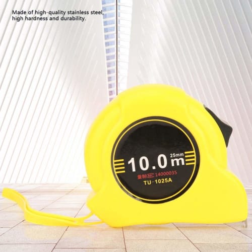 10m Tape Measure, Stainless Steel Ruler, Lightweight, Portable, High Accuracy, with Rewind Button, for Measuring and Sewing