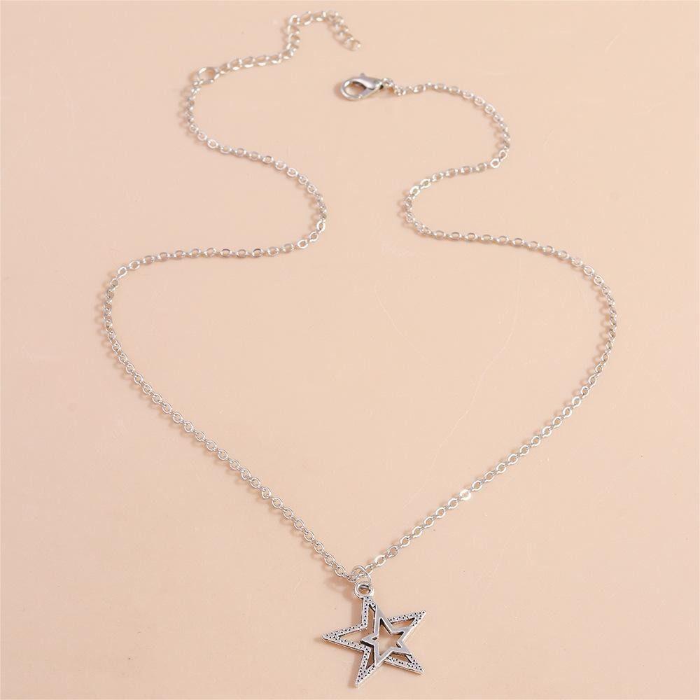 Hollow Choker Star Pendant Necklace Zinc Zinc Alloy Korean Clavicle Chain  for Women Men