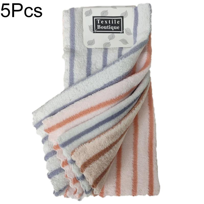 

5 шт. Кухонные полотенца для мытья посуды, набор чистящих салфеток для уборки столовой посуды, моющиеся, вафельный дизайн, утолщенный коралловый вельвет, абсорбирующие кухонные салфетки