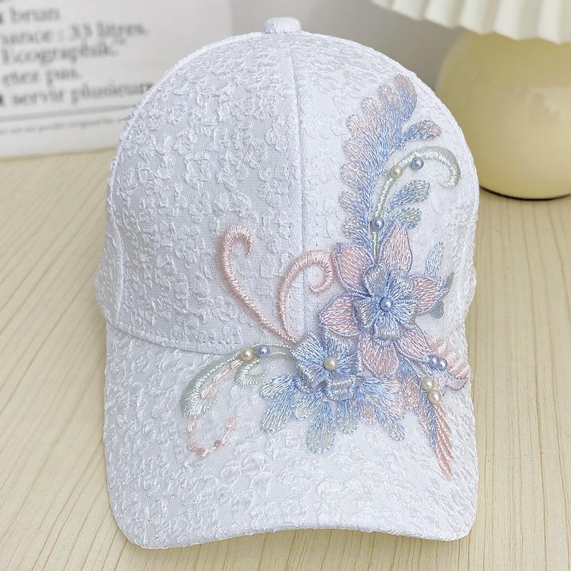 Women's Summer Thin Lace Flower Baseball Cap Fashion Versatile Sun Hat UV Protection Large Brim Visor Hat