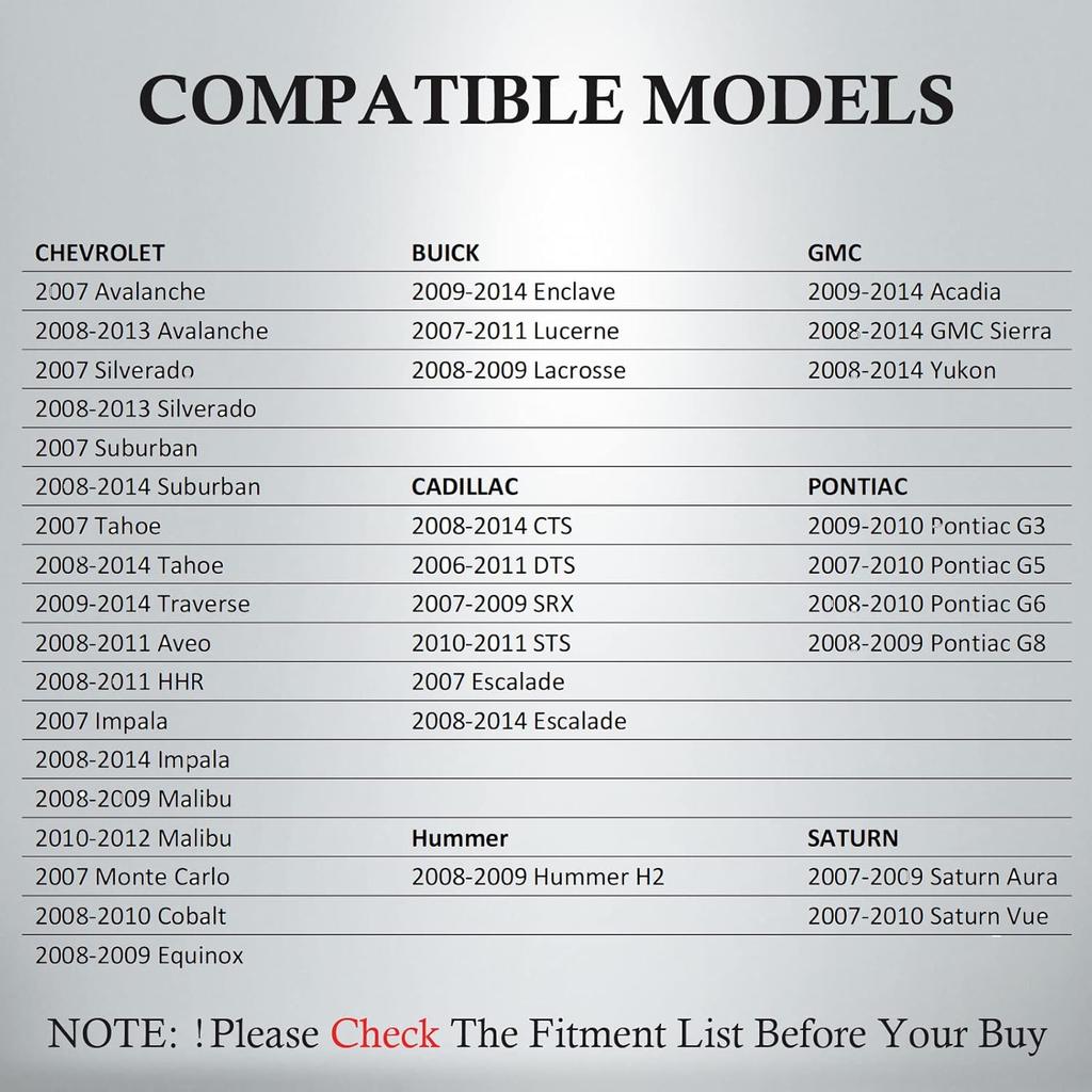 TPMS Sensor GM, 4 Pack 315MHz Tire Pressure Monitoring System Sensor Compatible For Chevy Silverado GMC Cadillac Buick, Replaces# 13586335 13581558