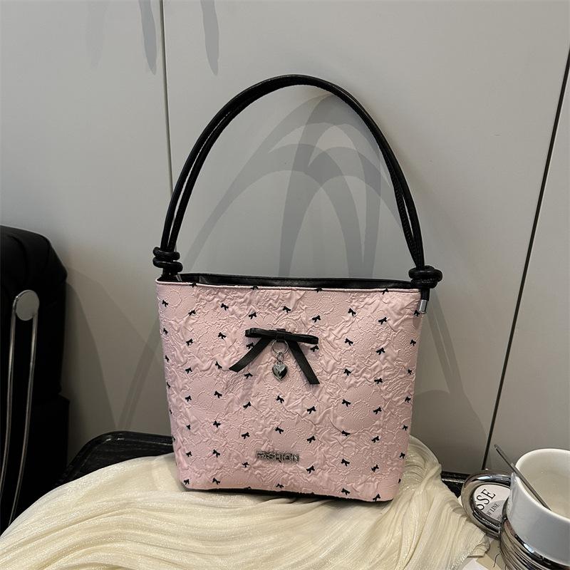 

Нишевая сумка-ведро с бантом женская новая трендовая сумка на плечо милая универсальная модная сумка-ведро розовый