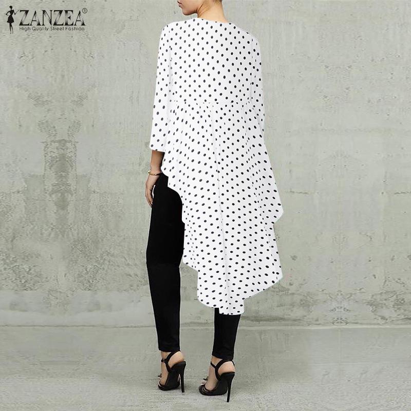 XVSSAA Womens Polka Dot Print Mid-Length Long Sleeve Blouse Tops Ladies Summer Round Neck Loose Casual Shirt XVSSAA Womens Polka Dot Print Mid-Length Long Sleeve Blouse Tops Ladies Summer Round Neck Loose Casual Shirt