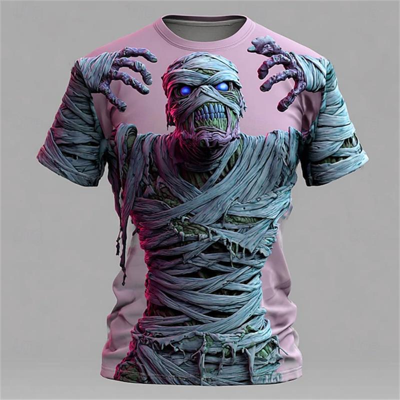 Zombie-Mumie Print Kinder T-Shirt Rundhals Locker Kurzarm T-Shirt Horror Party Street Boy T-Shirts Oberteil Mädchen Kleidung