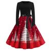 Women's Fashion Casual Round Neck Christmas Print Long Sleeve Dress