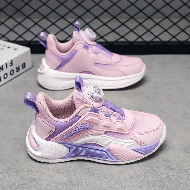 

Мальчики легкие сетчатые спортивные туфли вращающаяся пряжка средние и большие дети ученики начальной школы повседневная обувь детская обувь девочки повседневная обувь 38