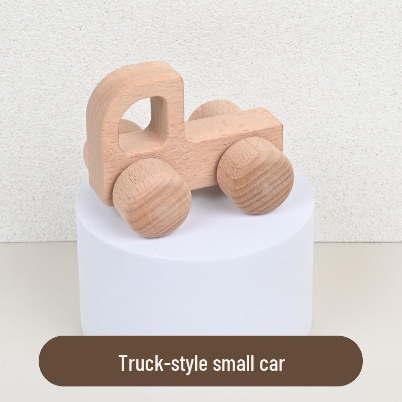 Beech Wood Toy Car - Original Inertia Push Car for Infants, Grasping Training, Solid Wood, Safe for Teething, Educational