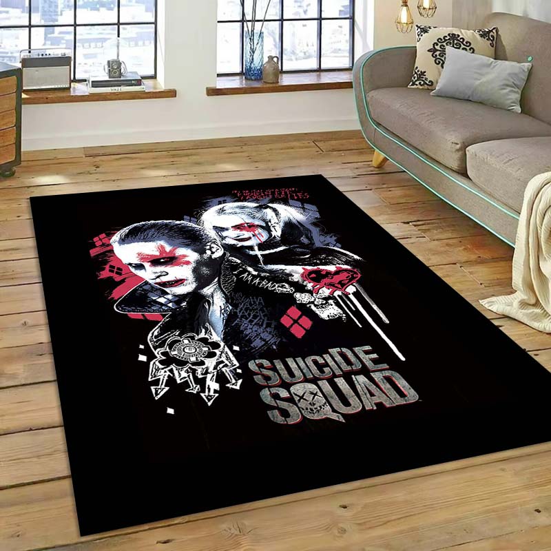 Der Teppich The Suicide Squad, inspiriert vom Actionfilm, eignet sich für Wohnzimmer, Schlafzimmer, Nachttischbereiche, Balkone und andere