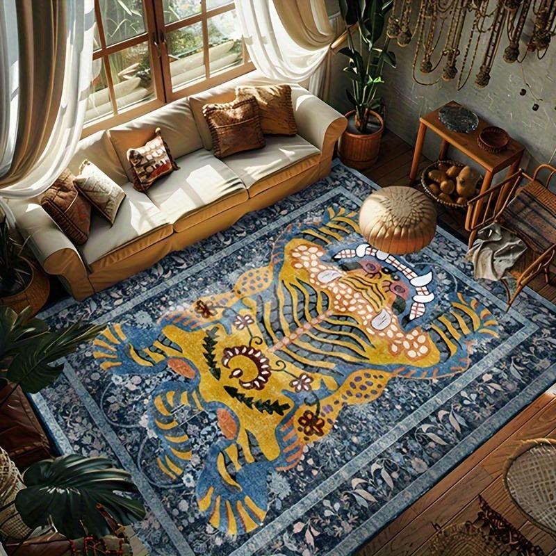 Bottom Washable Tibetan Tiger Carpet Tibetan Tiger Persian Ethnic Style Kitchen Living Room Bedroom Mat Washable Area
