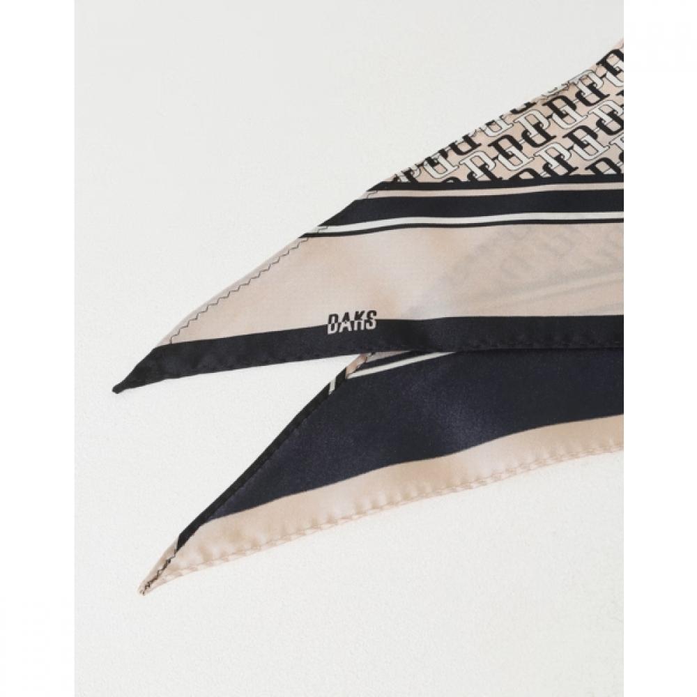 Dcsc5f813n2 [Silk 100 ] Navy Dd Pattern Silk Square Scarf  Ring Set 