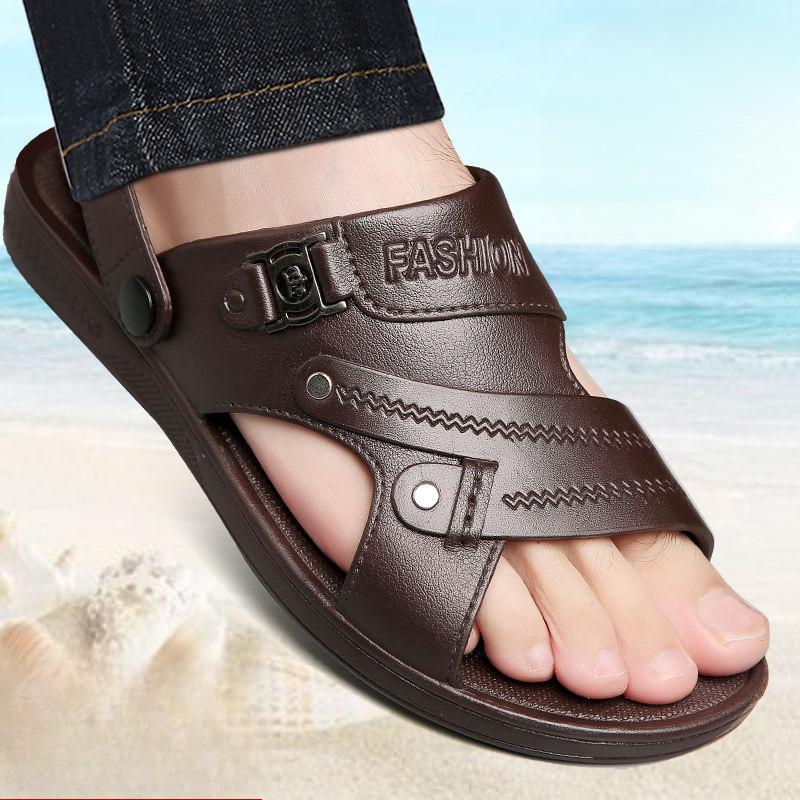 

Нескользящие сандалии для мужчин, носящих водонепроницаемую пляжную обувь на толстой подошве летом на открытом воздухе, тапочки для мужчин среднего возраста 44 коричневый