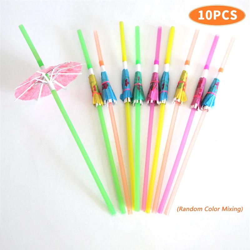 

50/24/10Pcs Umbrella Cocktail Drinking Disposable Straw Retro Hawaii Party Juice Parasols Straw for Bar Summer Home Bar Decor 1 Set