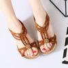Flat Sandals Female Flat With Beaded Bohemian National Sandals Student Casual Beach Shoes