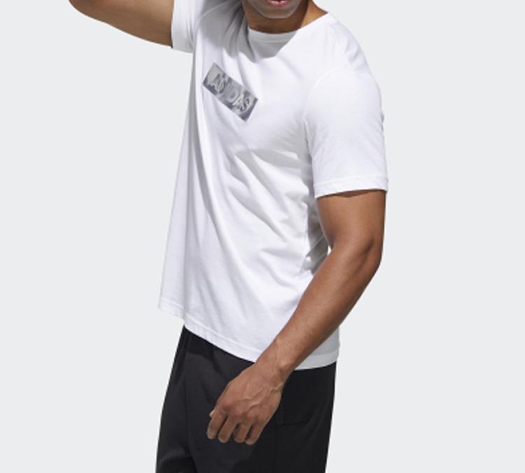 Adidas T Shirts Men's White Crew Neck Moderate Straight Fit GH4418