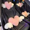 Cute Cartoon Car Headrest Pillow Neck Support Pillow Love Heart Back Waist Pillow Seat Back Cushion Car Interior Decoration