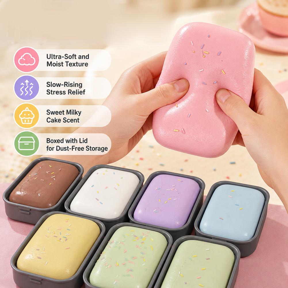 Scatola Appiccicosa Torta Squishy Giocattolo a Lenta Risalita Giocattolo da Spremere Scatola Gelato al Burro Squishy Giocattolo Fidget Rilascio Anti Stress Mano Relax Regalo