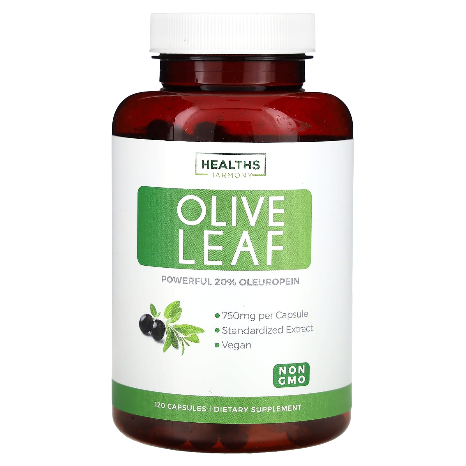 

Olive Leaf, 750Mg, 120 Capsules