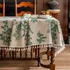 Flower Printed Table Cover with Tassels Cotton Linen Table Cloth Naturally Breathable and Comfortable Nappe De Table Luxury