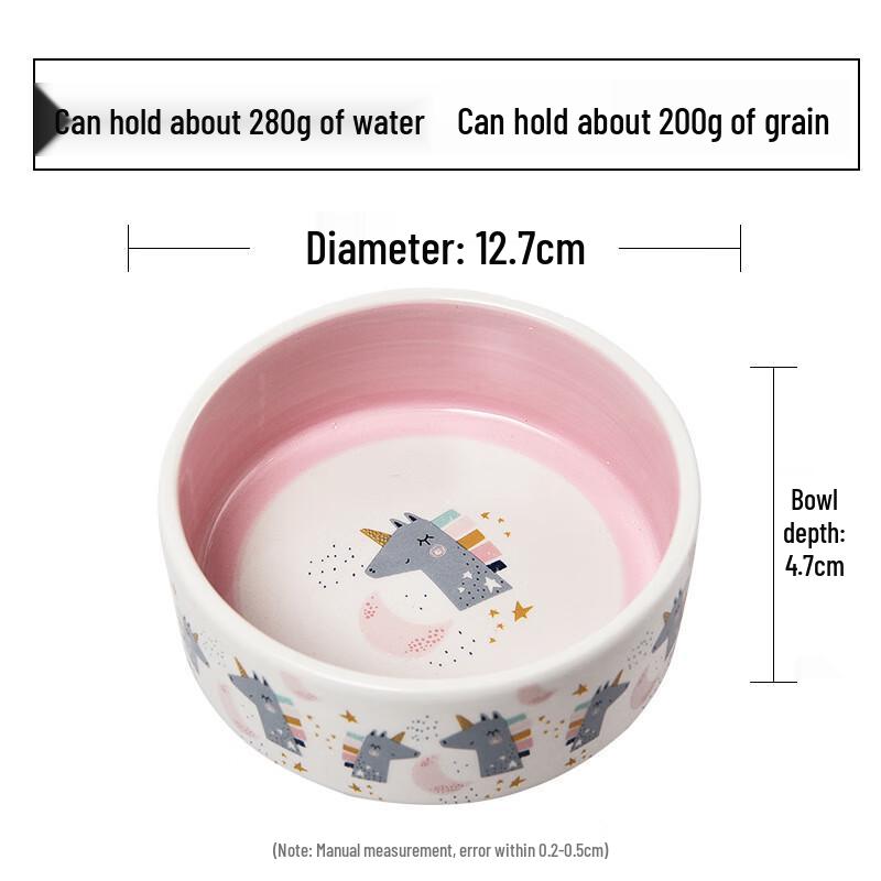Changbaosen Unicorn Print Ceramic Pet Bowl