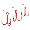 100pcs Red Treble Hooks High Carbon Steel Fishing Hook Fishhook Fishing Accessories