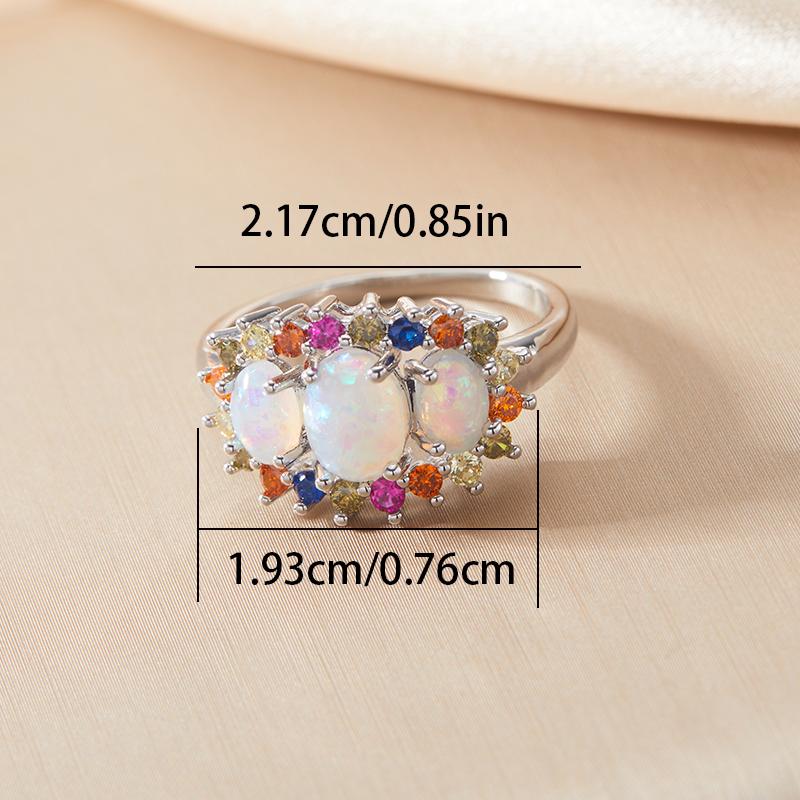 Fashion Unique Color Zirconia Ring New Light Luxury Exquisite Retro Ladies Wedding Jewelry Accessories Birthday Gift
