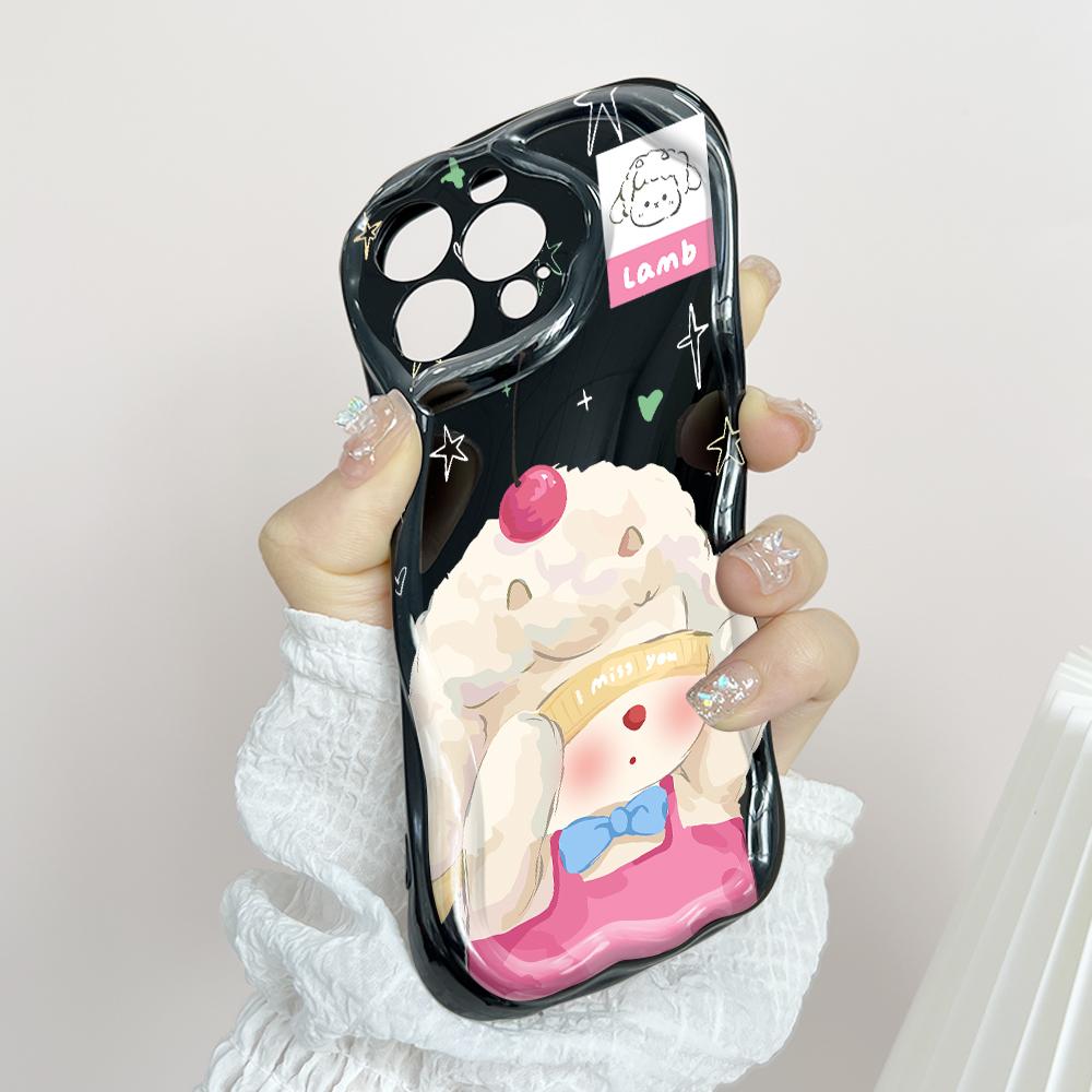 Cute Cartoon Pattern Cream Texture Casing Wavy Edge Soft Silicone Cover Phone Case for Vivo