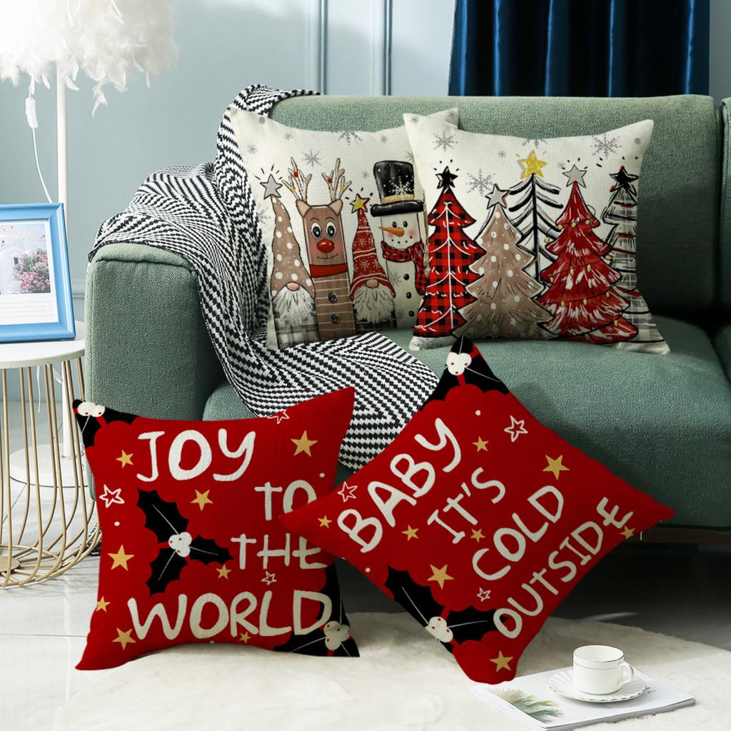 Red Holiday Pillow Cover - Seasonal Decorative Pillow Cover For Winter Home Decor