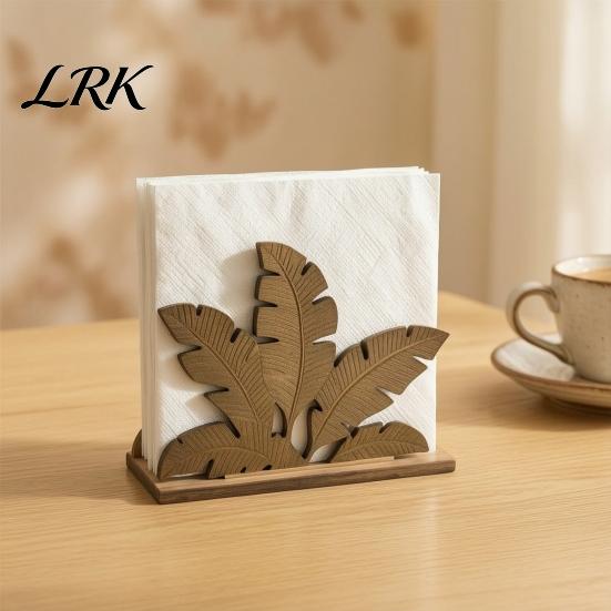 Nordic Style Tissue Holder Wood Napkin Holder, Leaf Shape Solid Dispenser, Decorative Organizer for Table Paper Towel Dining Room And Coffee