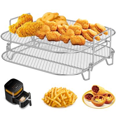 Kwadratowy Stojak do Frytkownicy Powietrznej Stal Nierdzewna Stojak do Dehydratora Układany w Stos Ruszt do Grillowania do Domowej Kuchni Piekarnika Parowaru Kuchenki Gadżety