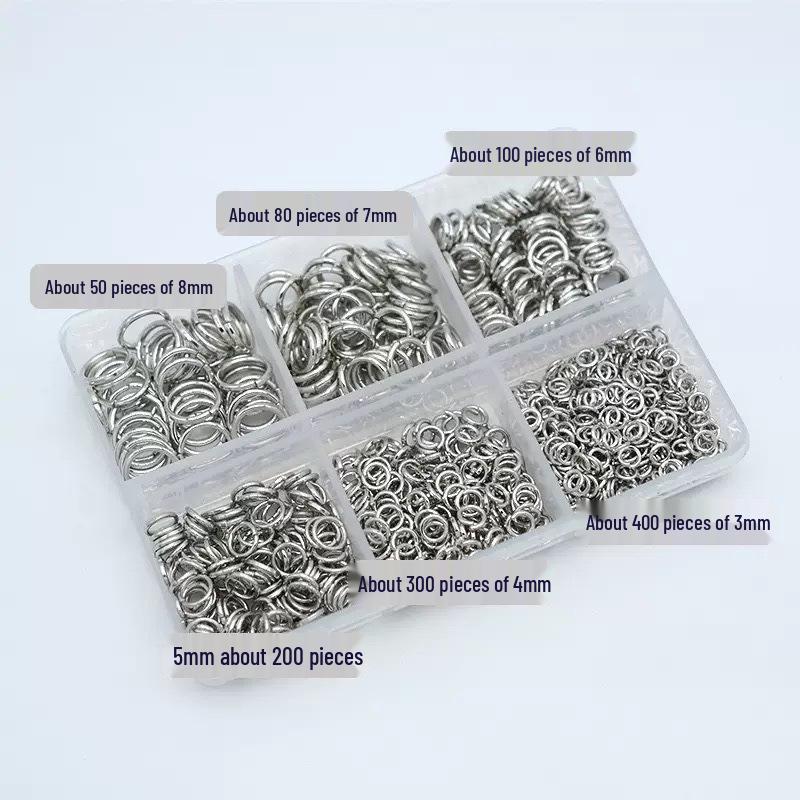 6-Compartment Jewelry Set: Open Jump Rings for DIY Bracelets, Necklaces, and Earrings