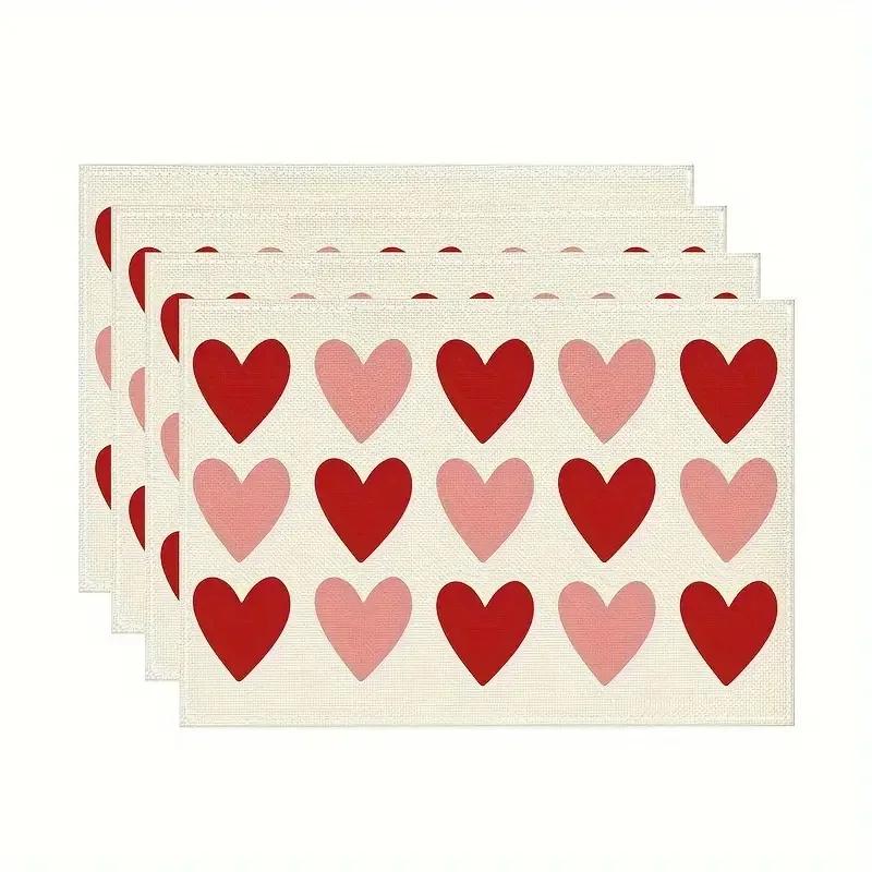 4pc Valentine S Day Table Decor Heat Resistant Placemats Coffee Table Decoration table mat