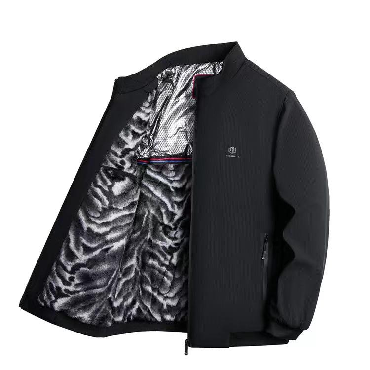 Thickened Velvet Jacket for Middle-aged and Elderly Men In Winter New Business Casual Men's Warm and Loose Dad Jacket for Men