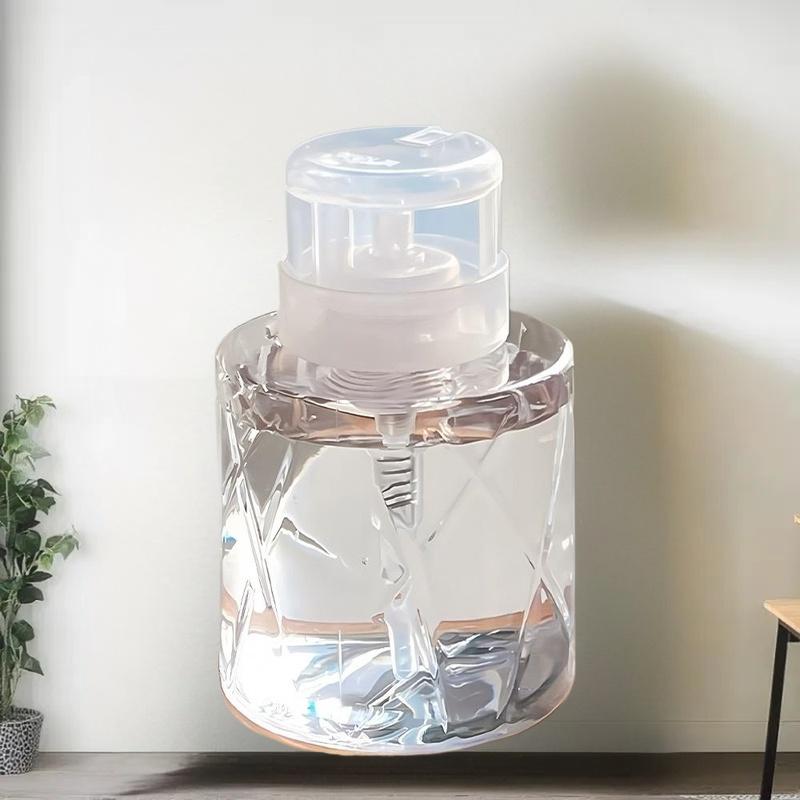 Refillable Lockable Pump Dispenser – Empty Press Bottle for Nail Cleaner, Makeup Remover, and Manicure Use