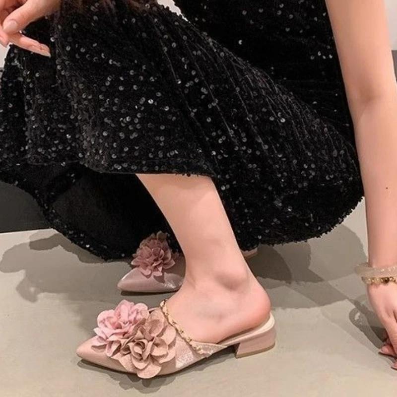 Fashion Women's Slippers and Ladies Sandals Flowers Slides Shoes Outside Elegant Fashionable 2025 Trend Summer Sale Designer Luxury Chic