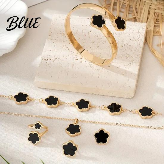 Sparkling Rhinestones Jewelry Set 5Pcs/Set Women Lucky Flower Decor Necklace