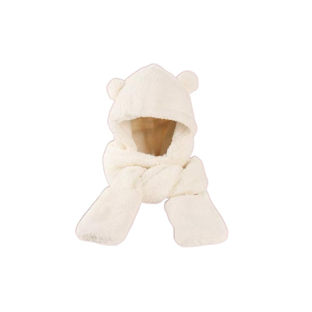 3 in 1 Plush Scarf Hat Gloves Earmuffs Fleece Scarves Hat Sweet Bear Ear Plush Beanie  Autumn