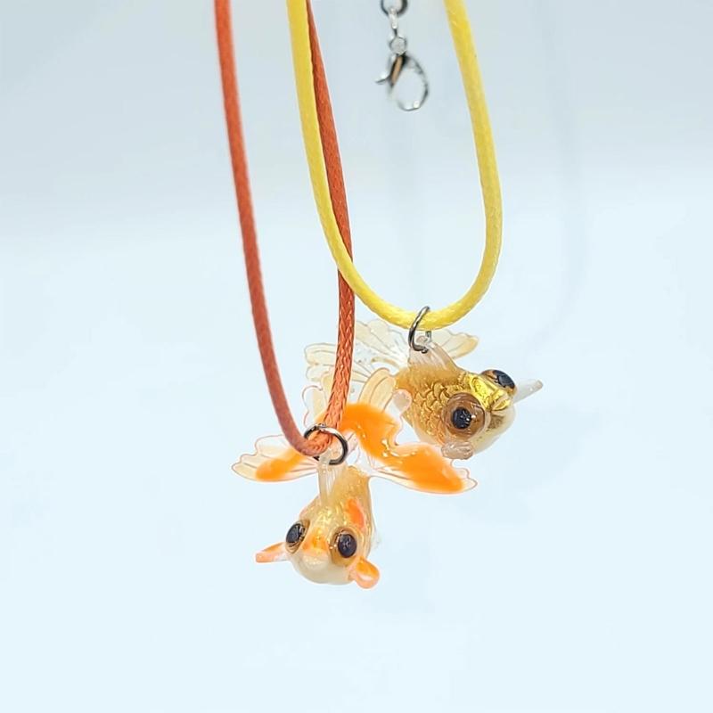 Y2K Resin Goldfish Pendant Necklace for Women Fashion Egirl Punk Clavicle Chain Fashion Jewelry Valentines Day Gifts