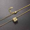 Korean Style Pendant Necklace for Women Square Cut Crystal Choker Chain Simple Gold Color Necklaces Accessories Jewelry N505