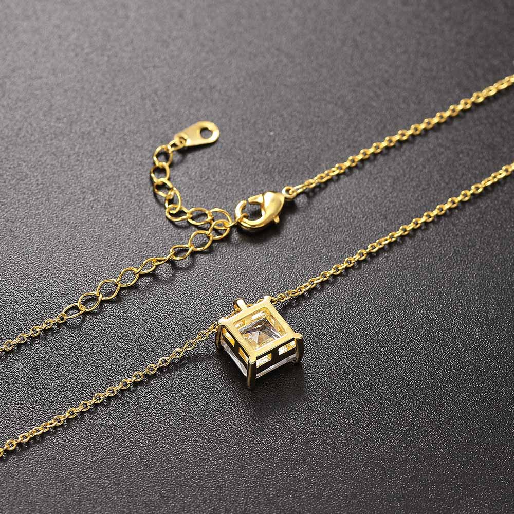 Korean Style Pendant Necklace for Women Square Cut Crystal Choker Chain Simple Gold Color Necklaces Accessories Jewelry N505