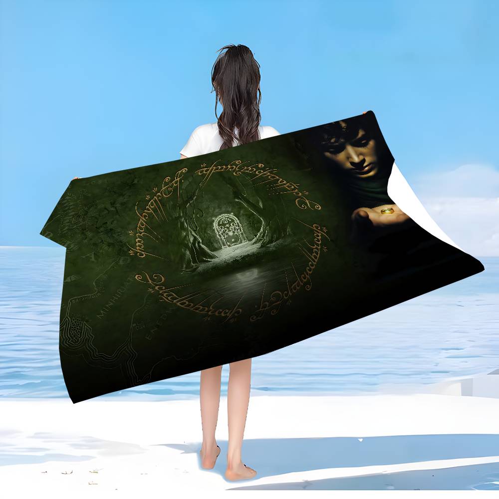 The L-Lord of the R-Rings Beach Towel Colorful Bath Towels for Girl Microfiber Quick Custom Sand Free Beach Yoga Spa Gym Pool