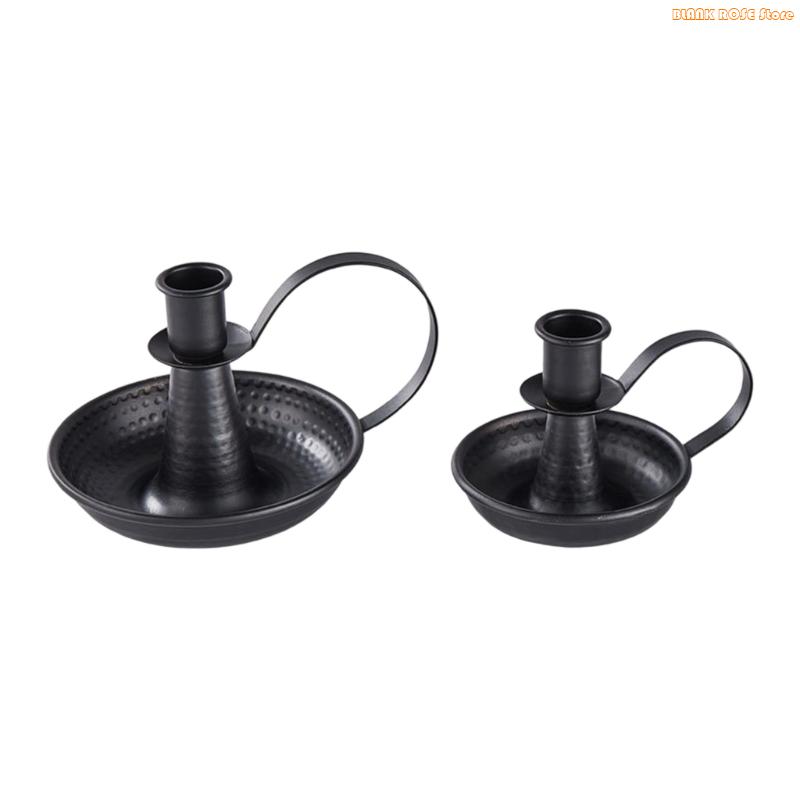 

K1AE 2 шт. Антикварные конические подсвечники с ручкой Свадебные центральные композиции для стола Декор чёрный