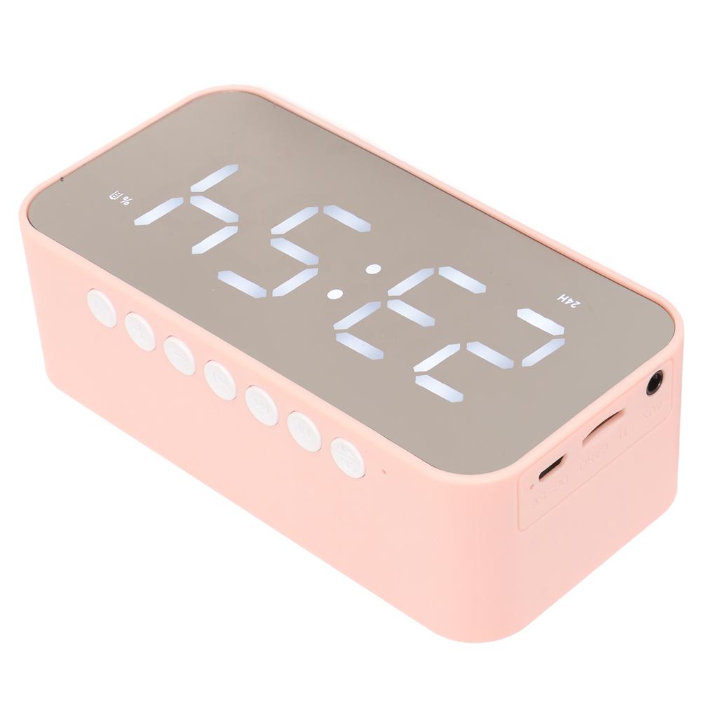 Wireless Speaker Stereo Sound Noise Cancelling Temperature Display Voice Broadcast FM Radio Mirror Alarm Clock