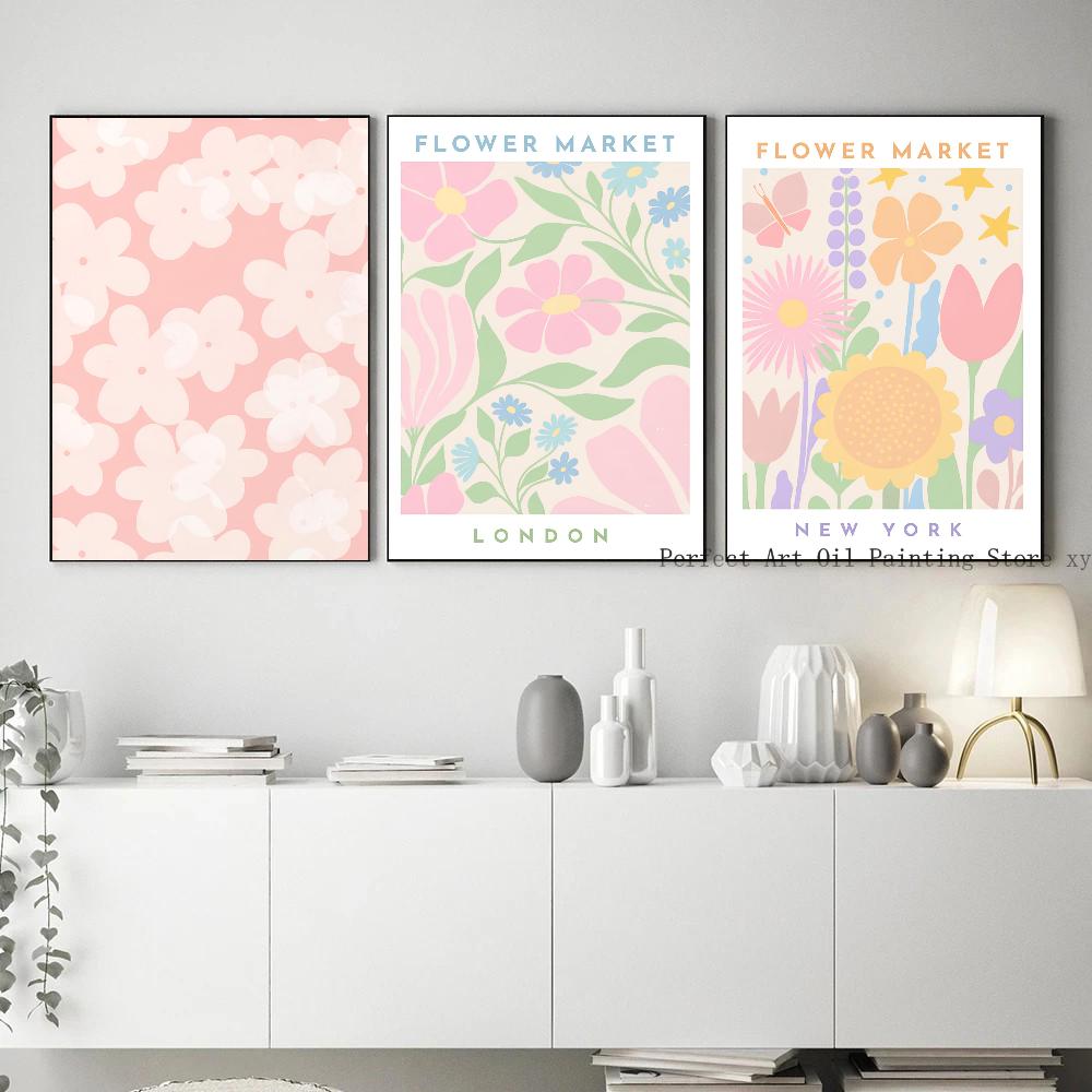 1pc Flower Market Wall Art Colorful Nordic Plant Poster HD Posters Home Room Bar Cafe Decor Art Wall Painting Picture