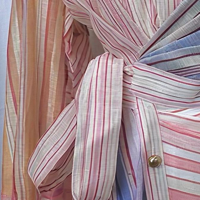In-Stock Zhou Yutong Style Blue Striped Women s Loose BF Casual Sun Protection Shirt XL