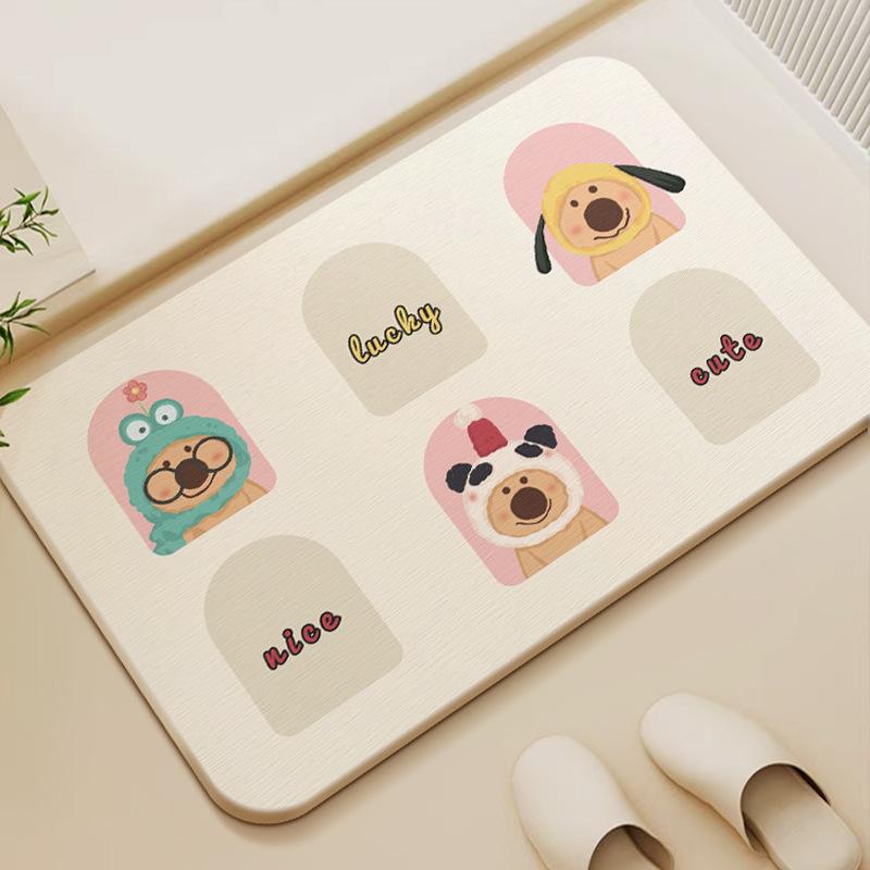 Diatom Mud Bath Moisture-wicking Mat Toilet Bathroom Toilet Door Area Slip-resistant Quick Drying Rug Durable Durable